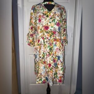 Umgee Vibrant Floral Long Sleeve Dress